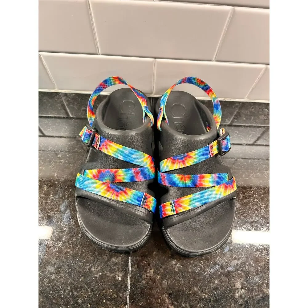 Chaco Kids Chillos Tie Dye Straps Slingback Sport Sandals  Multicolor size‎ 4